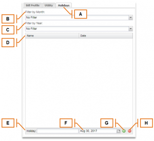 Screenshot of MyEyedro Client - Holidays Tab