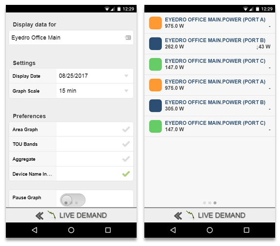 Screenshot of MyEyedro Client - Mobile Live Demand